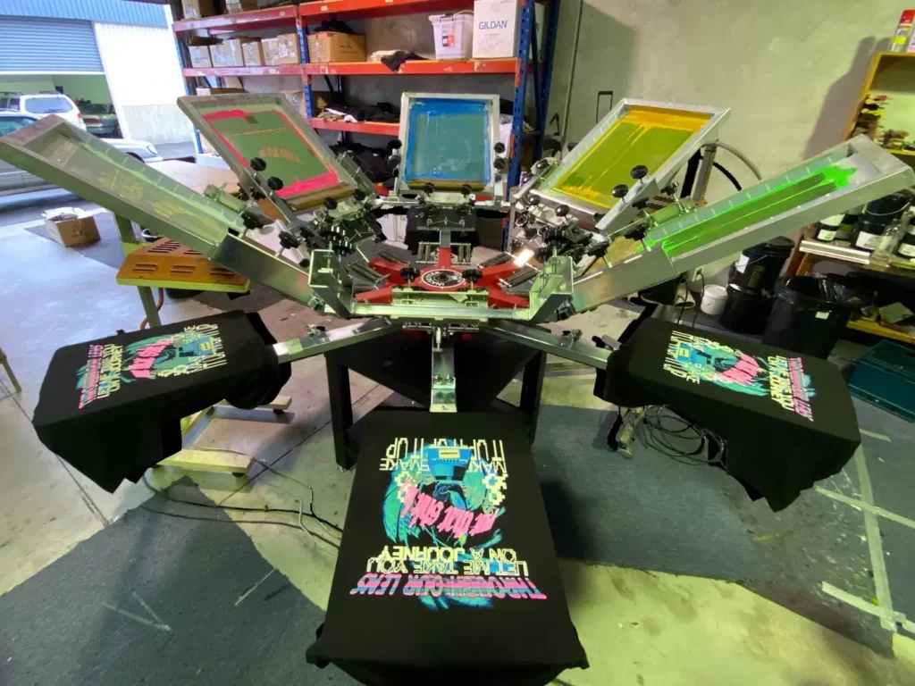 Screen Printing Press In Action